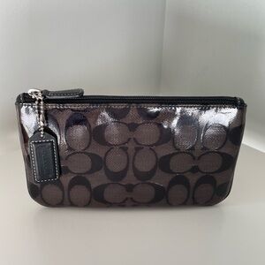 Coach Black and Brown Signature Pouch | Makeup Bag